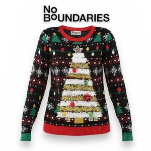 🆕⤵️ No Boundaries Christmas Sweater, Cat Face or Tree
